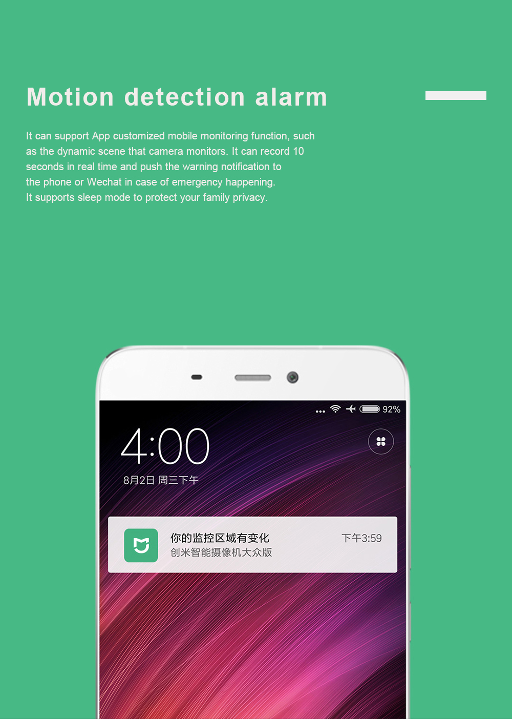 Xiaomi Chuangmi Smart 720P WiFi IP Camera 120 Degree Night Vision Two-way Audio Motion Detection -White