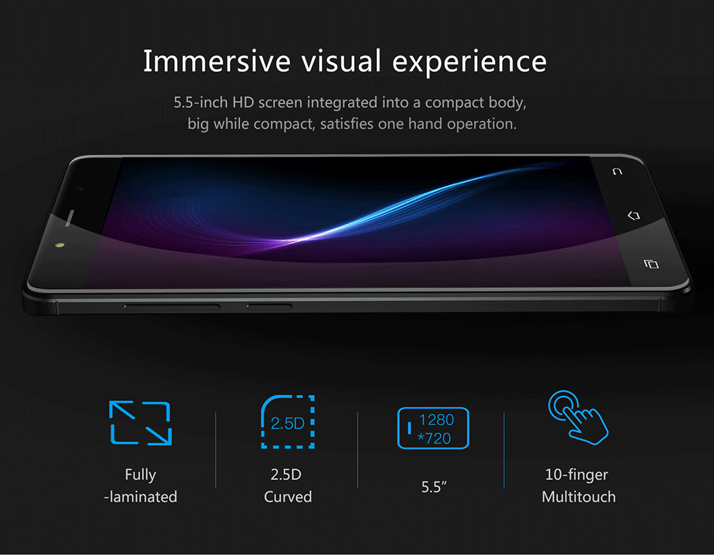 UHANS Note 4 5.5 Inch Smartphone HD Screen 3GB RAM 32GB ROM 13.0MP Cam MT6737 Quad Core Android 7.0 Touch ID 4000mAh - Gold