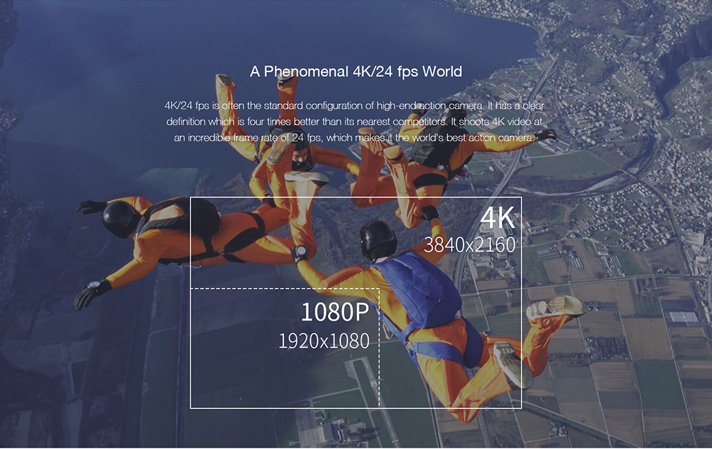 Elephone Explorer Dual NT96660 2.0 Inches Action Camera 4K 24fps Dual Screen Display 170 Degree Ultra Wide Angle Wifi Sports Camera - Iron-gray