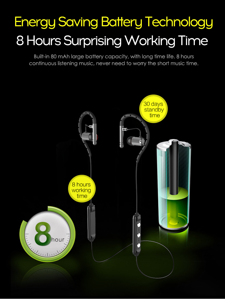 Yuer S503 Wireless Bluetooth Headphones with Mic Noise Reduction Stereo Sound APT-X Earphones - Black