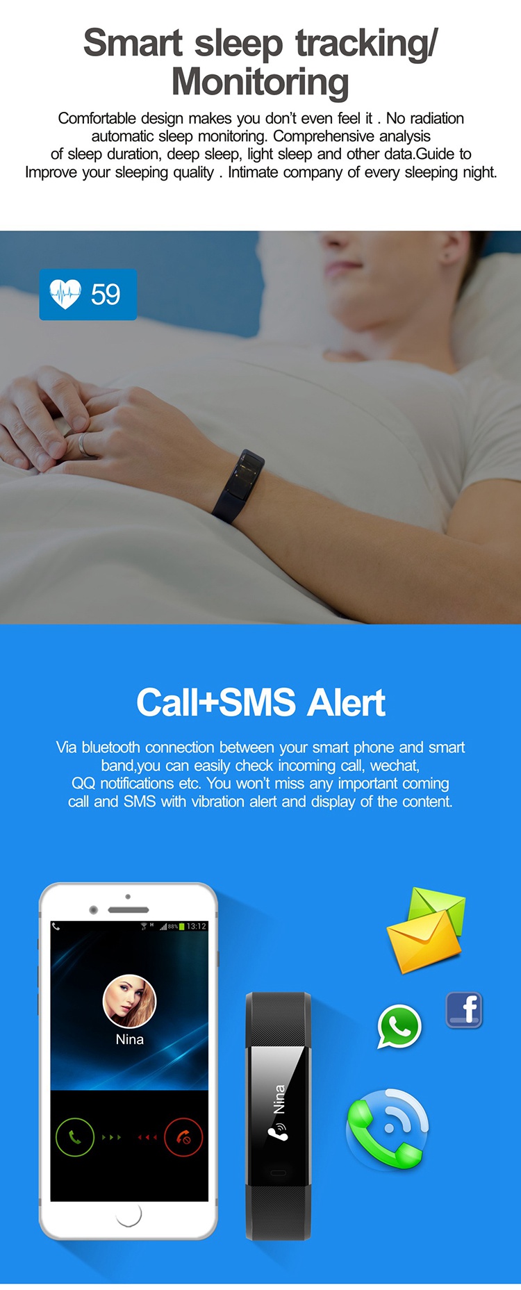 Makibes ID115 Plus Smart Bracelet Red