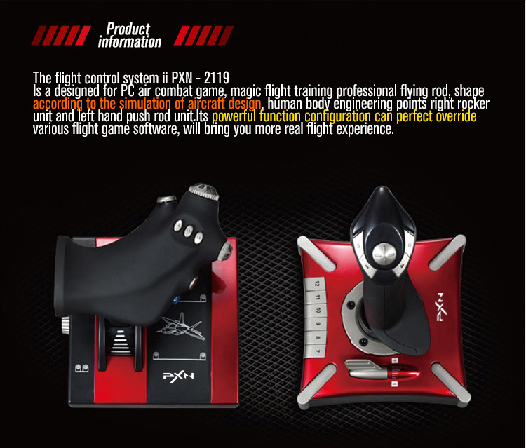 PXN-2119II Flight Game Controller Simulation Game Rocker Dual Motor Vibration - Black