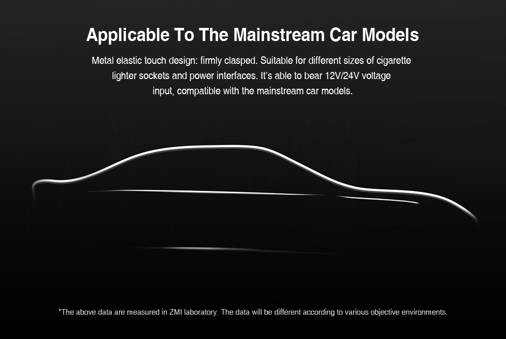 Xiaomi ZMI QC3.0 USB Car Charger 2.4A Fast Charge Dual USB Interface -Silver