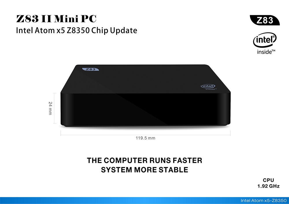 Z83II Windows 10 64Bit Intel Atom X5 Z8350 4K MINI PC 2GB/32GB 2.4G/5.8G WIFI Gigabit LAN Bluetooth HDMI USB3.0
