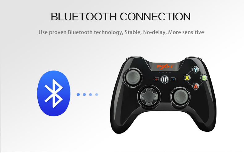 PXN-6603 Wireless Bluetooth Game Controller MFi Certified Speedy Gamepad Vibration Handle - Black