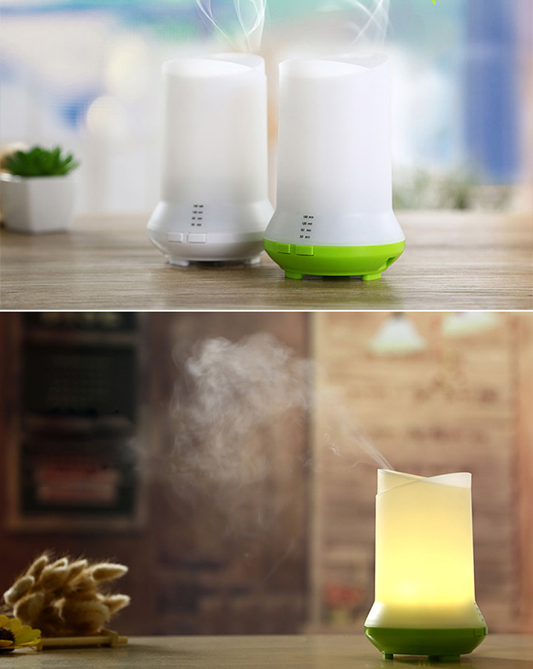 Mini Ultrasonic Air Humidifier 3 in 1 Humidifier Aromatherapy Machine LED Light USB Chargeable 80ML -Green
