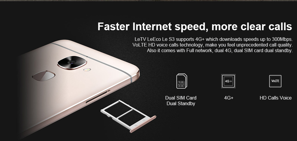 [HK Stock]LeTV LeEco Le S3 X626 5.5 Inch 4G LTE Smartphone Helio X20 Deca Core 4GB RAM 32GB ROM 21.0MP Touch ID - Gold