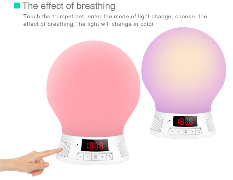 BL10T Smart LED Bluetooth Light Touch Sensor Adjustable Digital Display MP3 Music Player Night Light -White