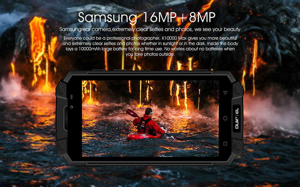 [HK Stock]OUKITEL K10000 MAX 5.5 Inch IP68 Waterproof Smartphone 10000mAh Corning Gorilla Glass FHD Screen 16.0MP Cam 3GB 32GB MT6753 Octa Core Android 7.0 Touch ID Type-C Fast Charge - Black