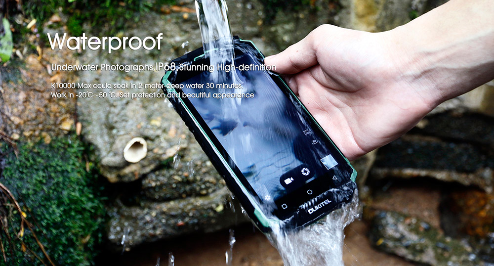 [HK Stock]OUKITEL K10000 MAX 5.5 Inch IP68 Waterproof Smartphone 10000mAh Corning Gorilla Glass FHD Screen 16.0MP Cam 3GB 32GB MT6753 Octa Core Android 7.0 Touch ID Type-C Fast Charge - Black