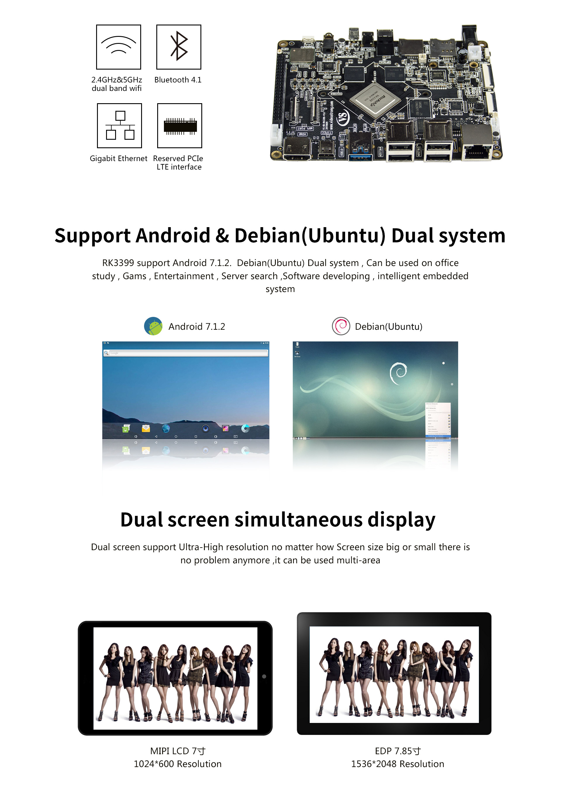 DIY BOX Super Development Board RK3399 Mali-T864 4K 10 Bit VP9 4GB/32GB Android 7.1