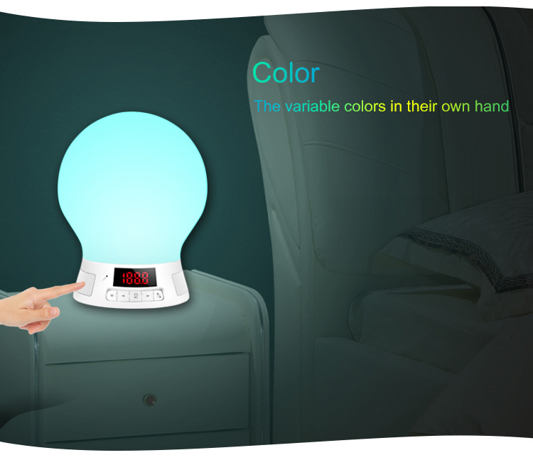 BL10T Smart LED Bluetooth Light Touch Sensor Adjustable Digital Display MP3 Music Player Night Light -White