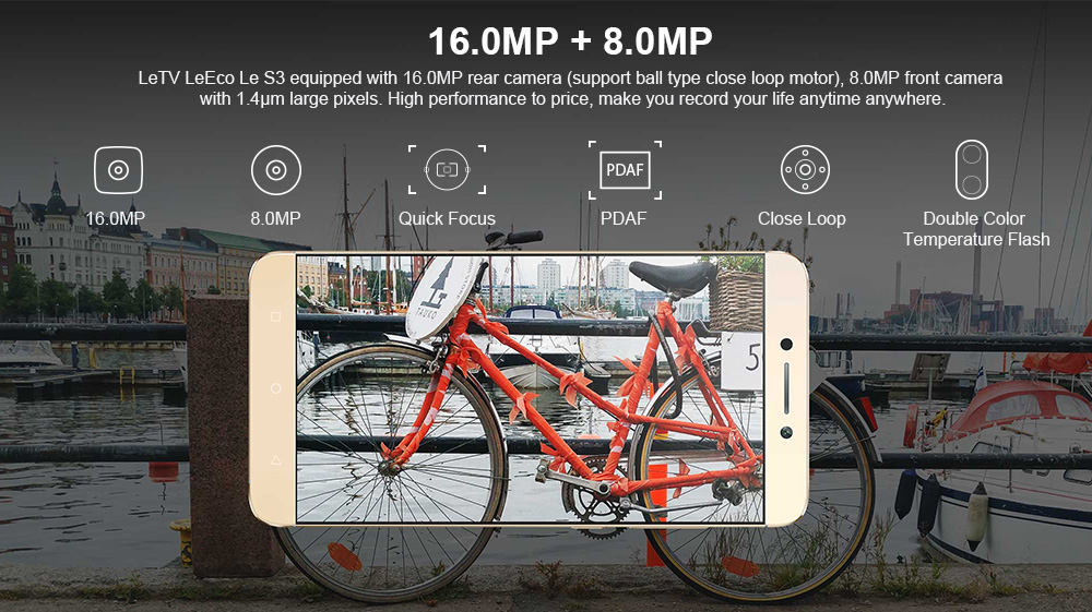 [Germany Stock]LeTV LeEco Le S3 X622 5.5 Inch 4G LTE Smartphone Helio X20 Deca Core 3GB RAM 32GB ROM 16.0MP Cam Android 6.0 Touch ID VoLTE Metal Body - Gold