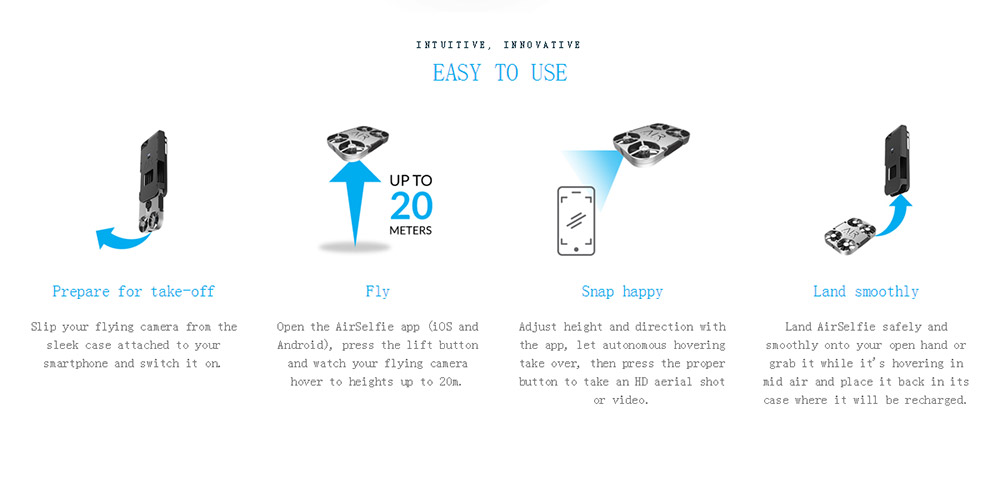 AirSelfie E03 Micro Brushless WIFI FPV Selfie Drone 5MP HD Camera RC Quadcopter BNF - Power Bank Version