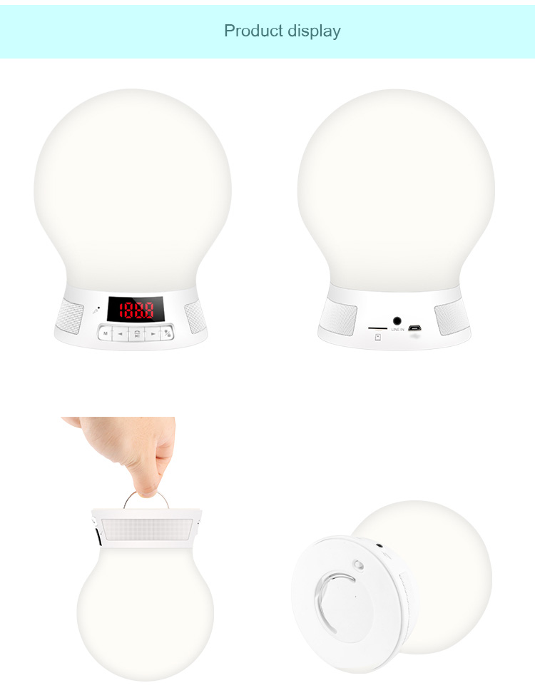 BL10T Smart LED Bluetooth Light Touch Sensor Adjustable Digital Display MP3 Music Player Night Light -White