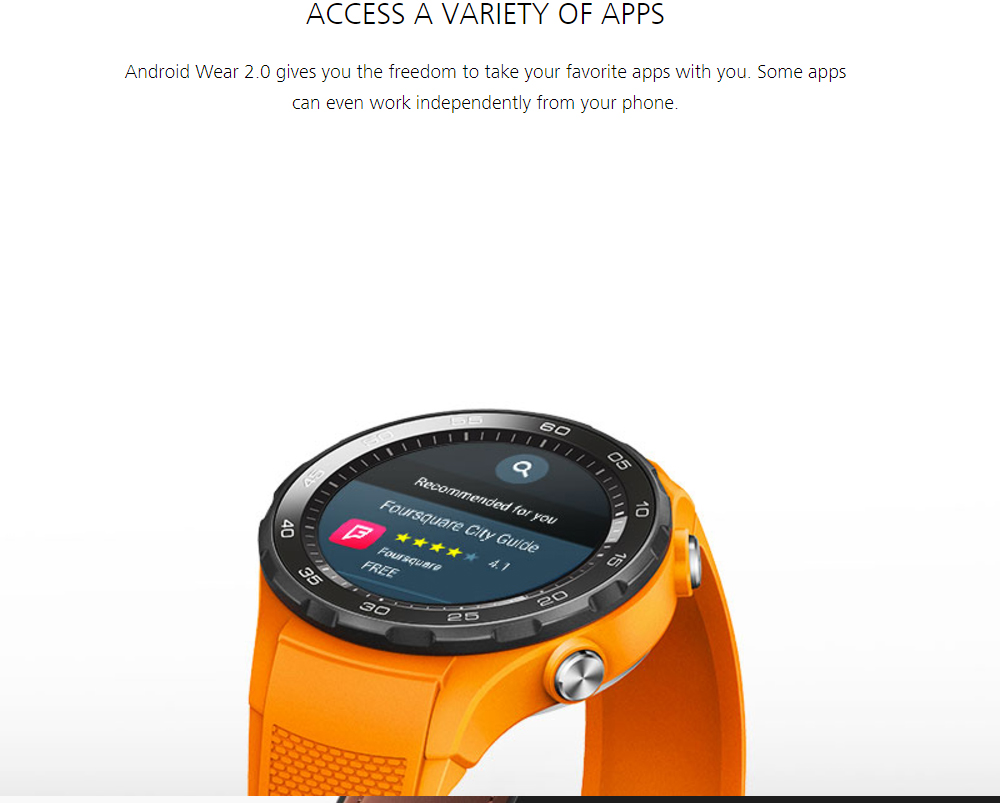 Huawei Watch 2 Smartwatch 1.2" Android Wear 2.0 Qualcomm Snapdragon Bluetooth 4.1 1.1GHz 768MB RAM 4GB ROM WIFI GPS - Black