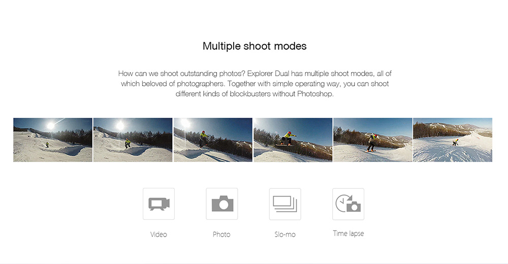 Elephone Explorer Dual NT96660 2.0 Inches Action Camera 4K 24fps Dual Screen Display 170 Degree Ultra Wide Angle Wifi Sports Camera - Iron-gray