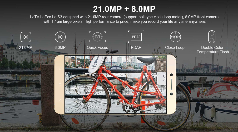 [HK Stock]LeTV LeEco Le S3 X626 5.5 Inch 4G LTE Smartphone Helio X20 Deca Core 4GB RAM 32GB ROM 21.0MP Touch ID - Gold