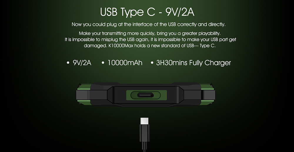 [HK Stock]OUKITEL K10000 MAX 5.5 Inch IP68 Waterproof Smartphone 10000mAh Corning Gorilla Glass FHD Screen 16.0MP Cam 3GB 32GB MT6753 Octa Core Android 7.0 Touch ID Type-C Fast Charge - Black