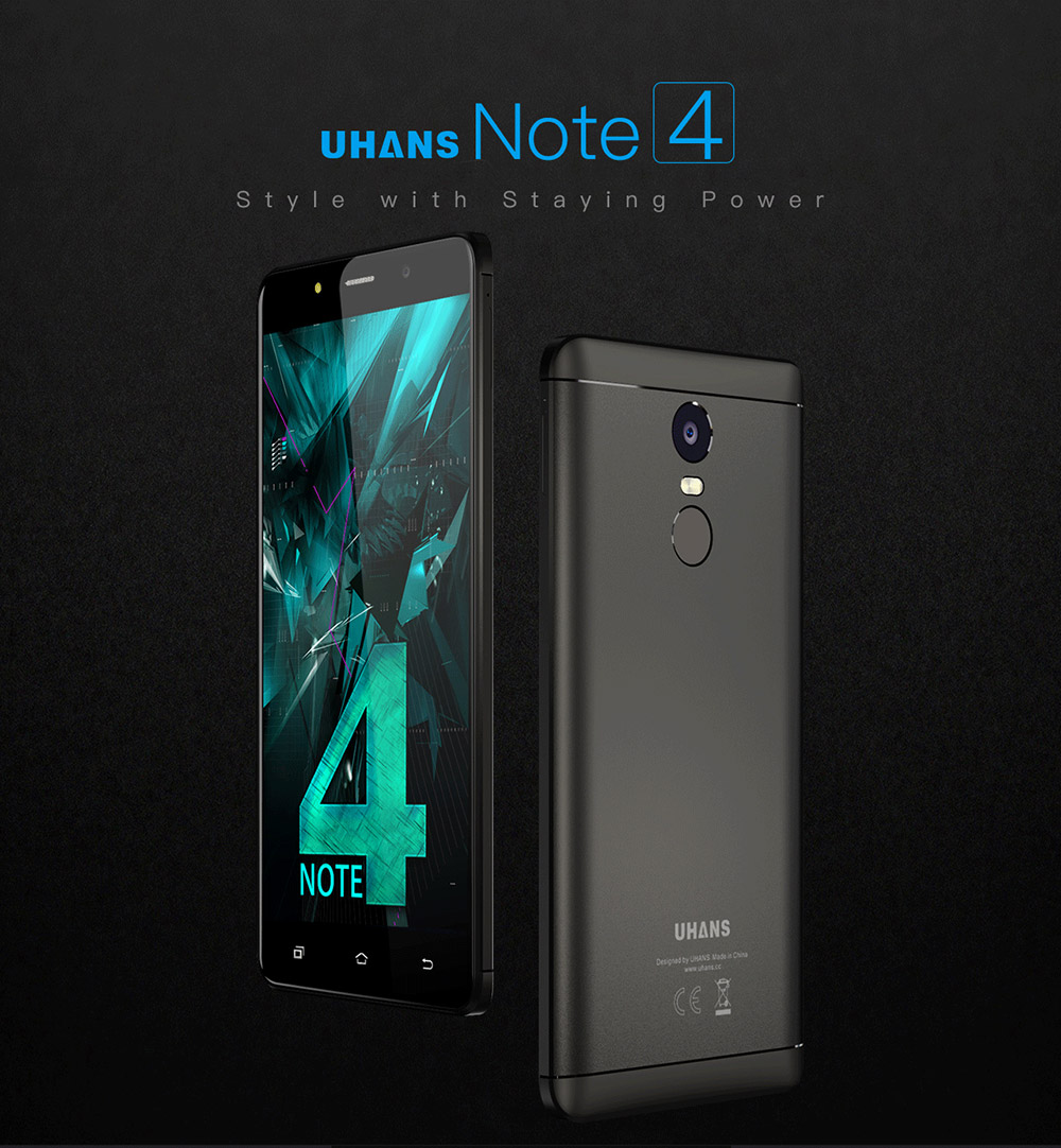 UHANS Note 4 5.5 Inch Smartphone HD Screen 3GB RAM 32GB ROM 13.0MP Cam MT6737 Quad Core Android 7.0 Touch ID 4000mAh - Gold