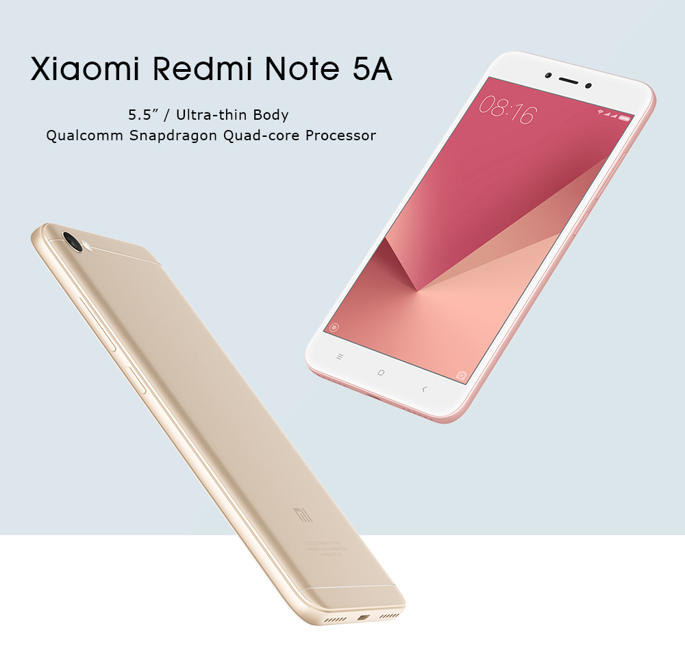 Xiaomi Redmi Note 5A 5.5 Inch 4G LTE Smartphone 2GB 16GB 13.0MP Cam Qualcomm Snapdragon 425 Quad Core Android 7.1 IR Remote Control VoLTE - Rose Gold