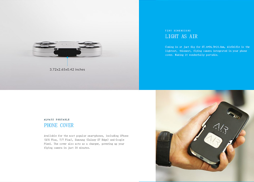 AirSelfie E03 Micro Brushless WIFI FPV Selfie Drone 5MP HD Camera RC Quadcopter BNF - Power Bank Version