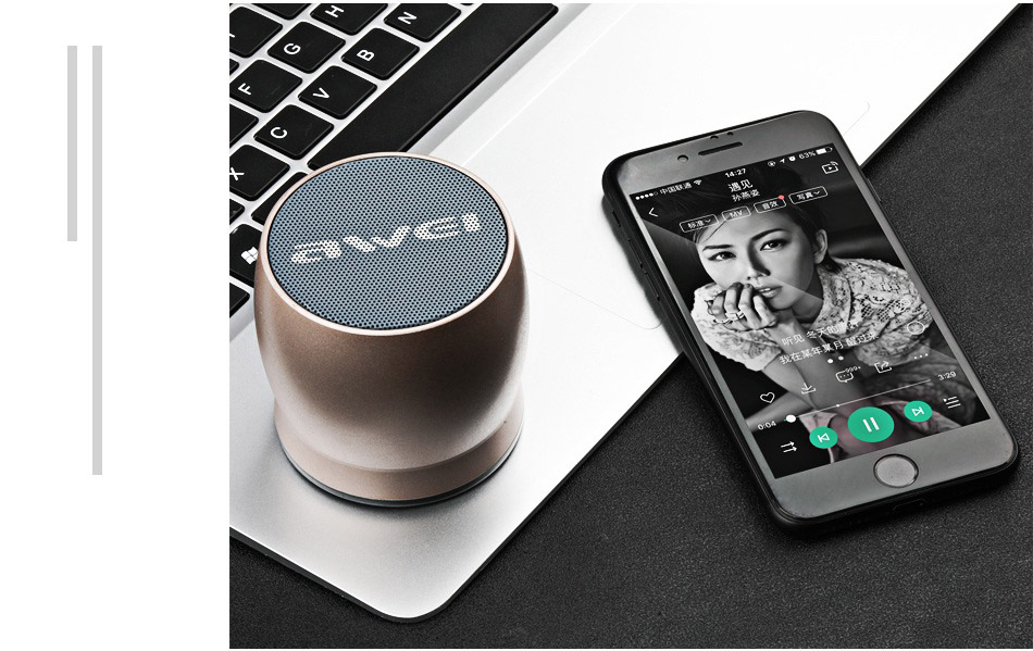 AWEI Y500 Mini haut-parleur Bluetooth sans fil Musique stéréo en métal Appels mains libres Prise en charge AUX / TF - Or rose