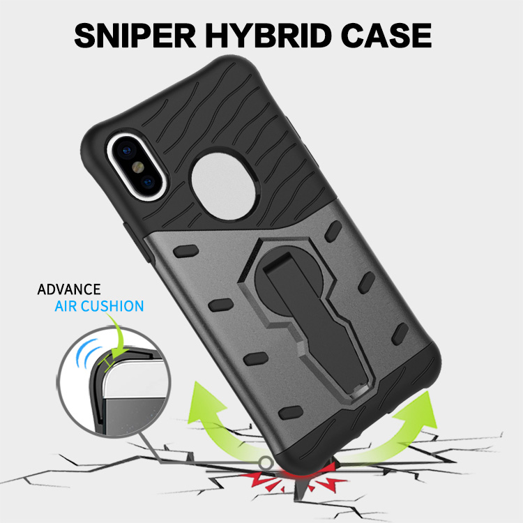 Black iPhone 8 Case Armour Series Protective Phone Case 360 Degree Rotating Bracket Stand Cover