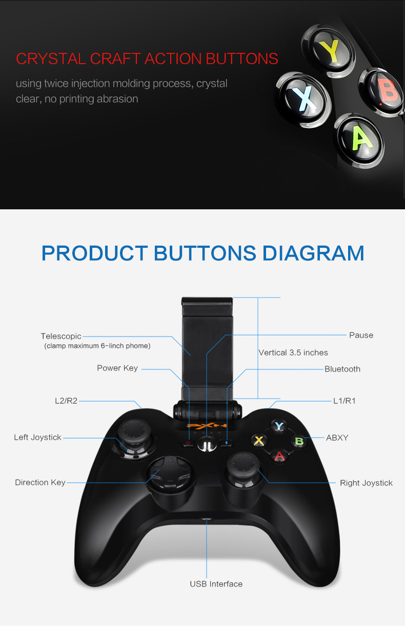 PXN6603 Wireless Bluetooth Game Controller Black