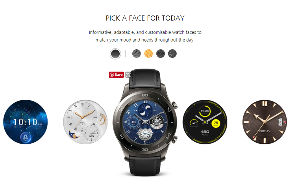 Huawei Watch 2 Smartwatch 1.2" Android Wear 2.0 Qualcomm Snapdragon Bluetooth 4.1 1.1GHz 768MB RAM 4GB ROM WIFI GPS - Black