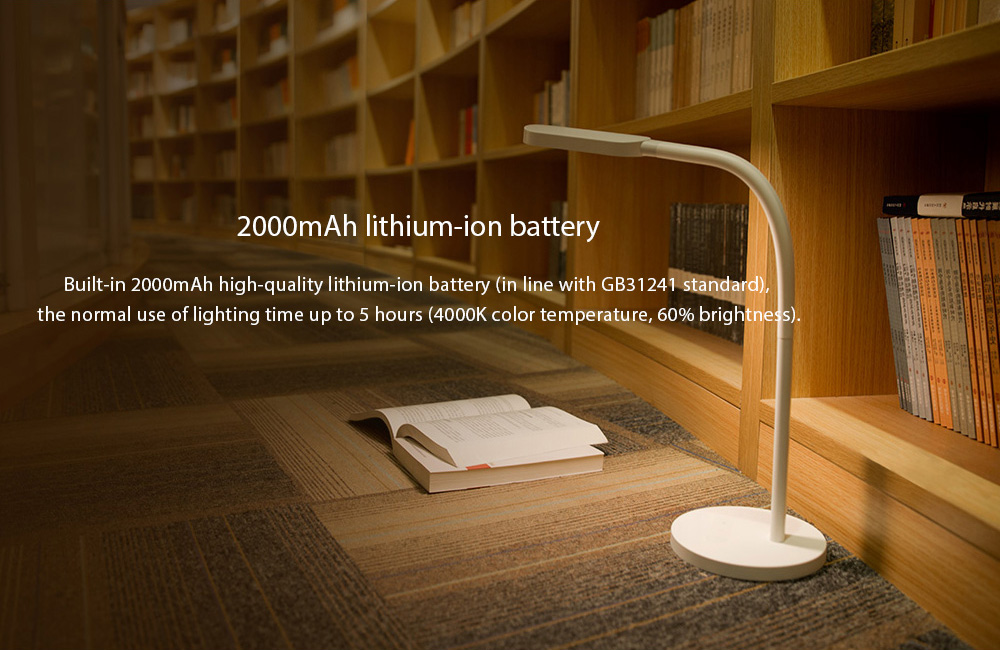 Original Xiaomi Mijia Yeelight LED Desk Lamp Foldable Night Light Adjustable Color Temperature Brightness 2000mAh Battery Charging Version -White