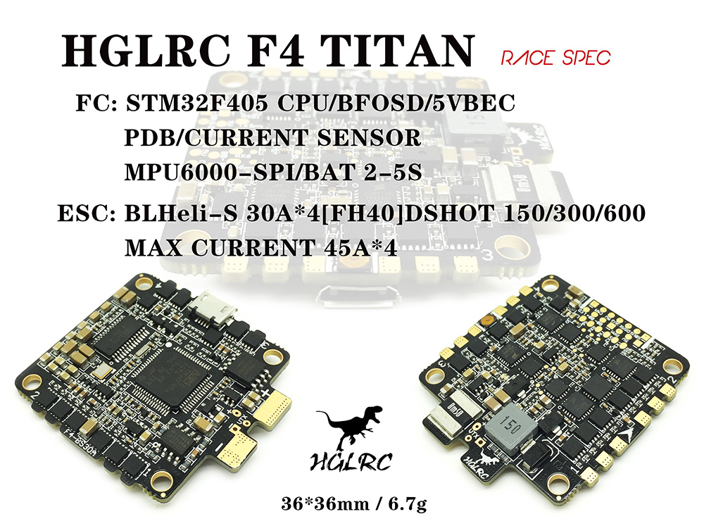 HGLRC F4 TITAN_BS30 Flight Controller AIO STM32F405 Omnibus F4 FC 4in1 BLHELI_S 30A ESC with OSD BEC PDB