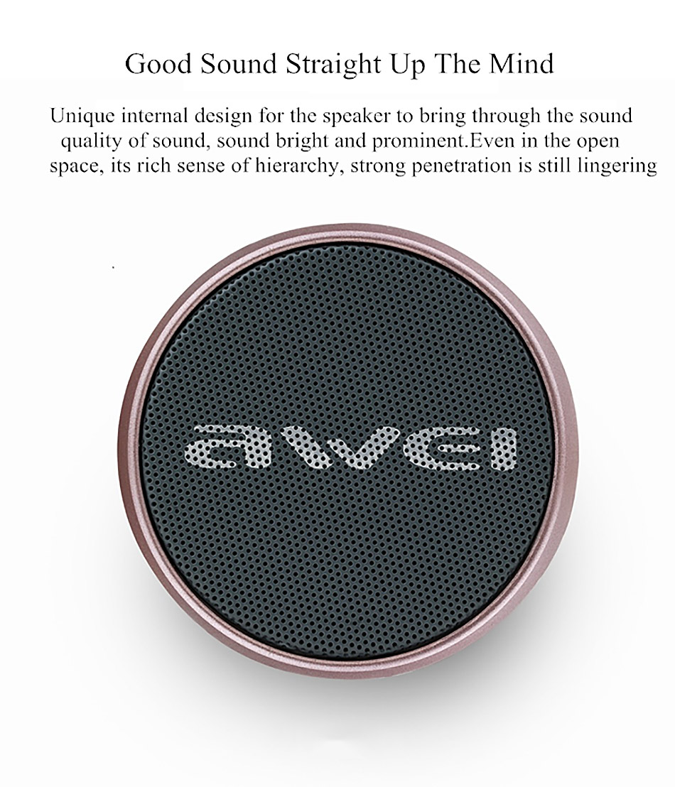 AWEI Y500 Mini haut-parleur Bluetooth sans fil Musique stéréo en métal Appels mains libres Prise en charge AUX / TF - Or rose