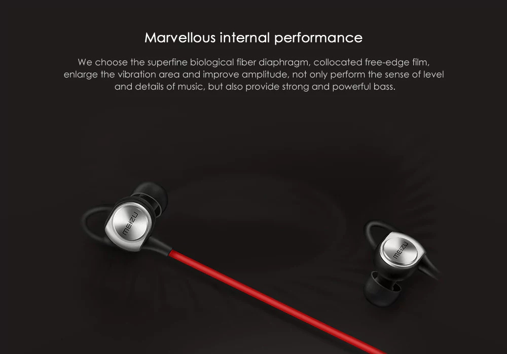MEIZU EP52 Bluetooth Headphones with Mic Magnetic Neckband Stereo Earphones - Black + Red
