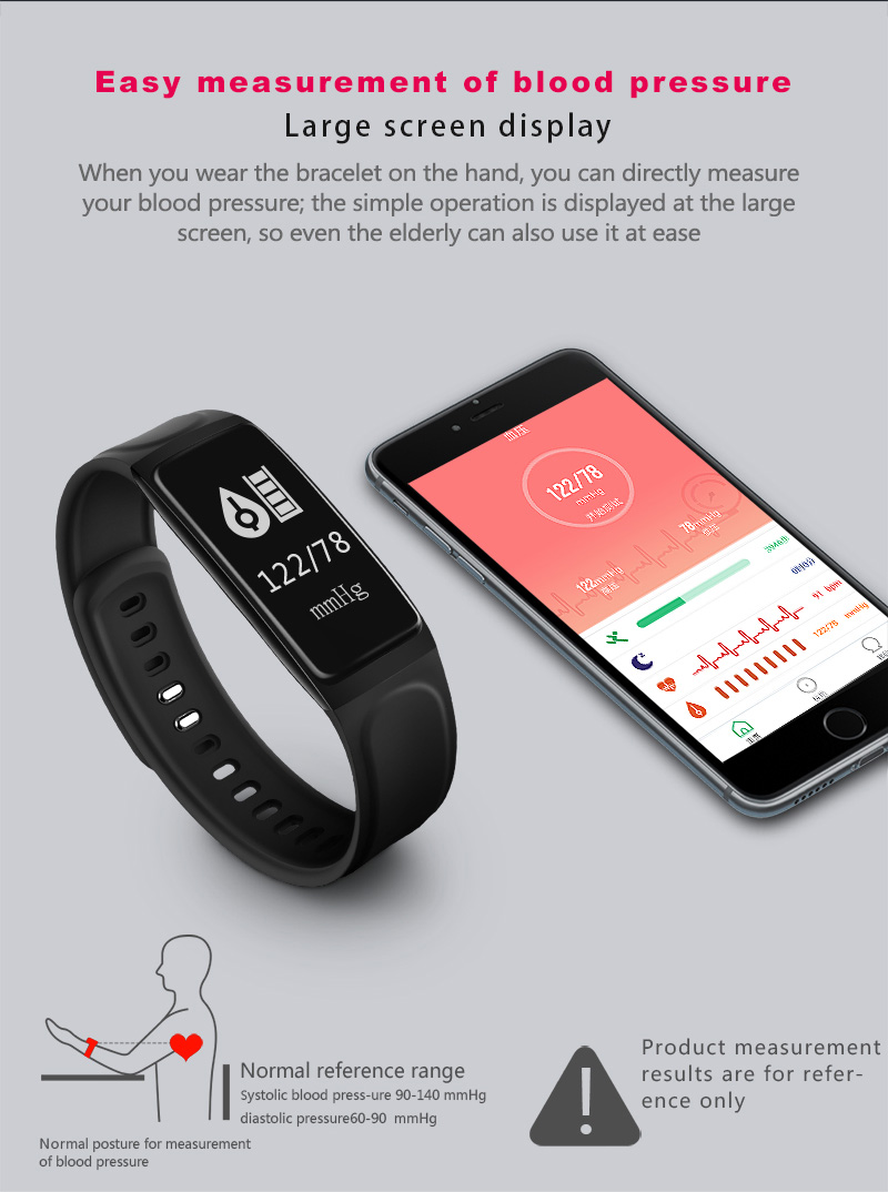 C7S Smart Band 0.96 Inch OLED Screen Heart Rate Blood Pressure Monitor IP67 Water Resistance Compatible with iOS Android Smartphones - Red