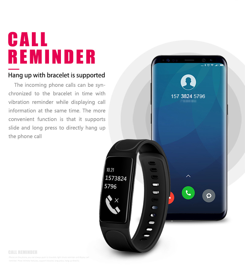 C7S Smart Band 0.96 Inch OLED Screen Heart Rate Blood Pressure Monitor IP67 Water Resistance Compatible with iOS Android Smartphones - Red
