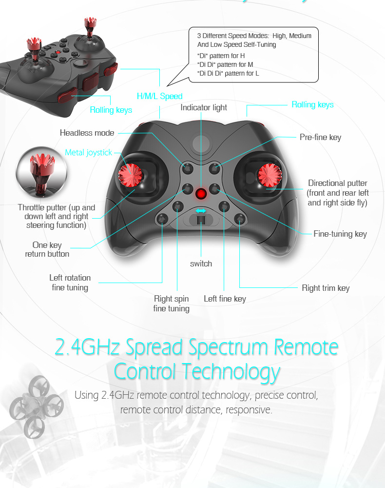 REDPAWZ R011 5.8G 40CH Micro FPV Racing Drone with 1000TVL FOV 120 Degree Wide-angle Camera 3 Inch VR-D1 Goggles - RTF