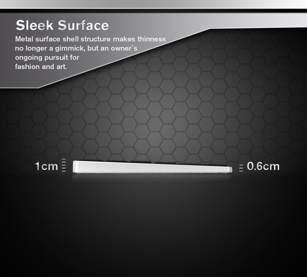 VORKE K2 Aluminum Wireless Bluetooth Ultra-thin Backlit Keyboard for iOS Android Windows MacOS - Black+Silver