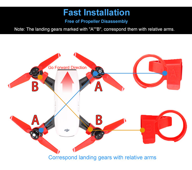 4PCS Landing Gear Stabilizers for DJI Spark - Black