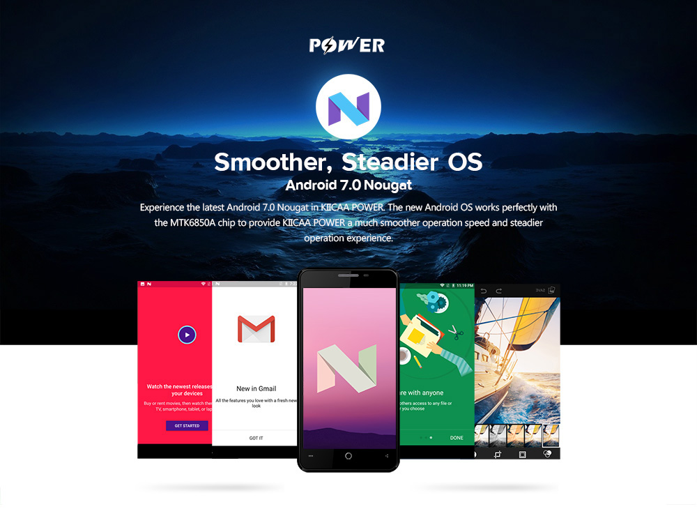 [HK Stock]LEAGOO KIICAA Power 5.0 Inch Smartphone Dual Rear Camera HD Screen MTK6580A 2GB 16GB Android 7.0 4000mAh Touch ID - Gold