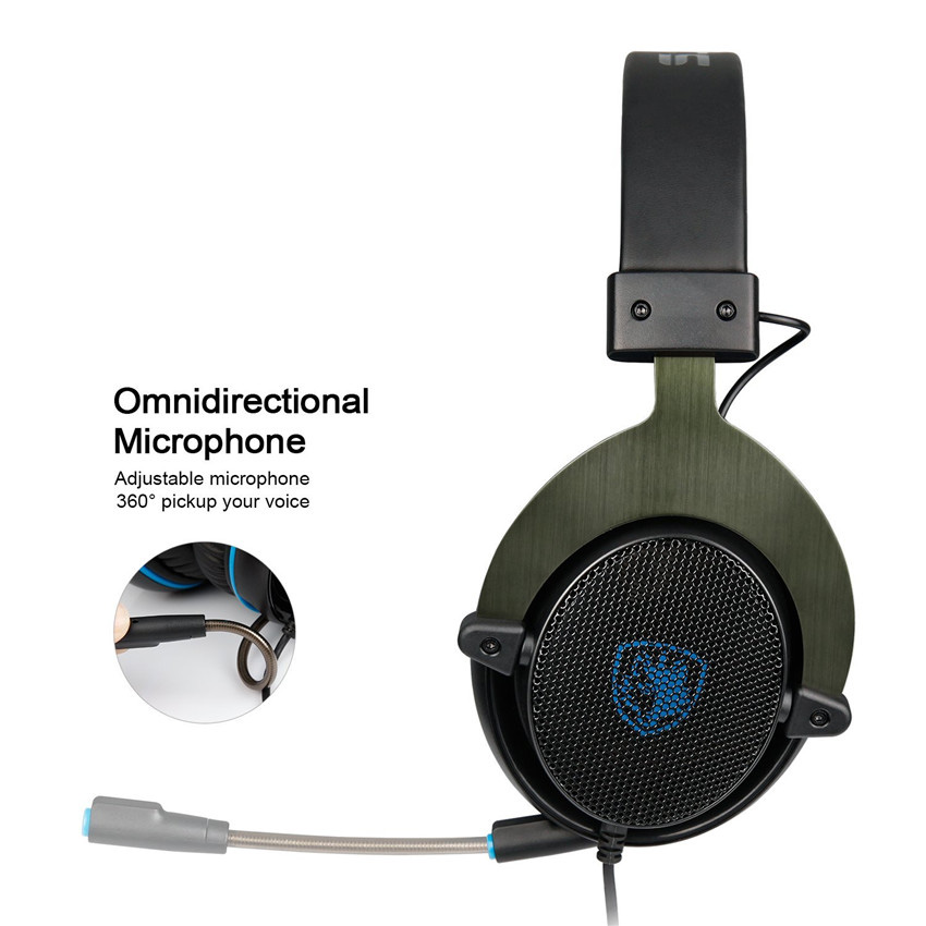 SADES R3 Gaming Headset with Mic Stereo Bass Volume Control for Xbox One PS4 PC PC Laptop - Black + Blue