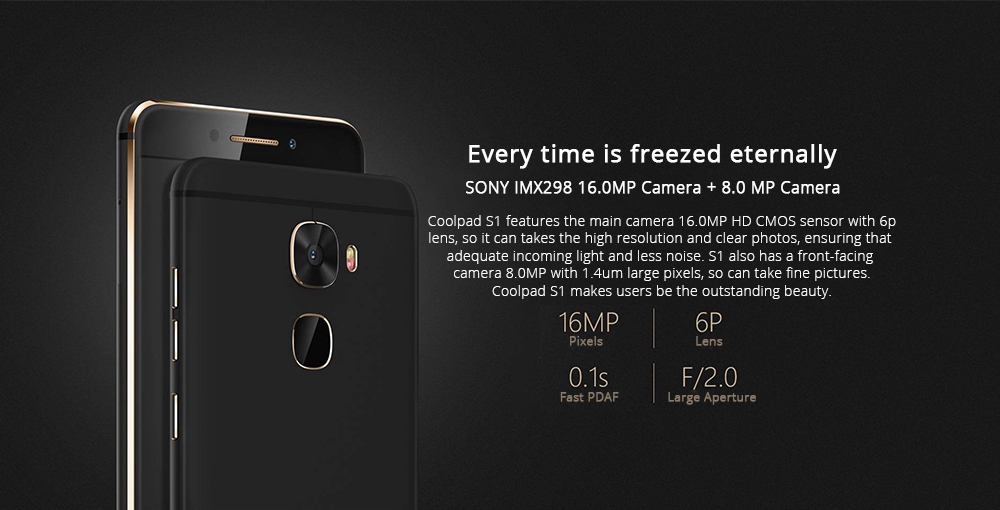 [HK Stock][EU Version]Coolpad S1 5.5 Inch 4G LTE Smartphone FHD Screen Snapdragon 821 6GB 128GB 16.0MP + 8.0MP Cam  Android N 4070mAh Type-C - Black