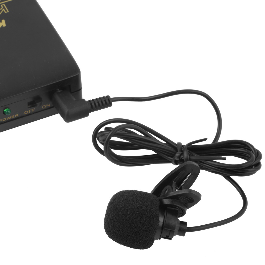 Color: Negro VHF Stage Wireless Lavalier Lapel Headset Micrófono Sistema Mic Transmisor FM 