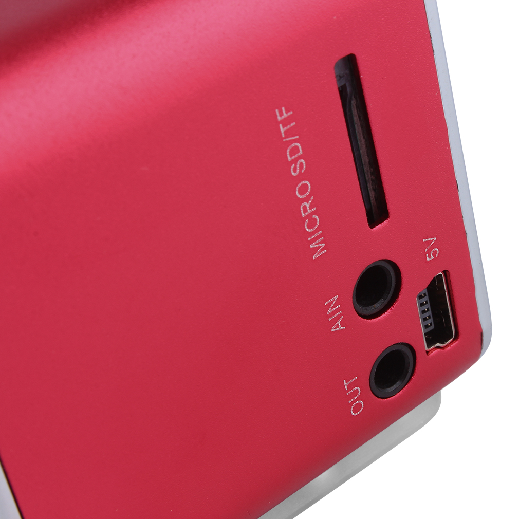 Mini Portable Micro USB Speaker Stereo Super Bass Music MP3 MP4 FM Radio Suport TF Card - Red
