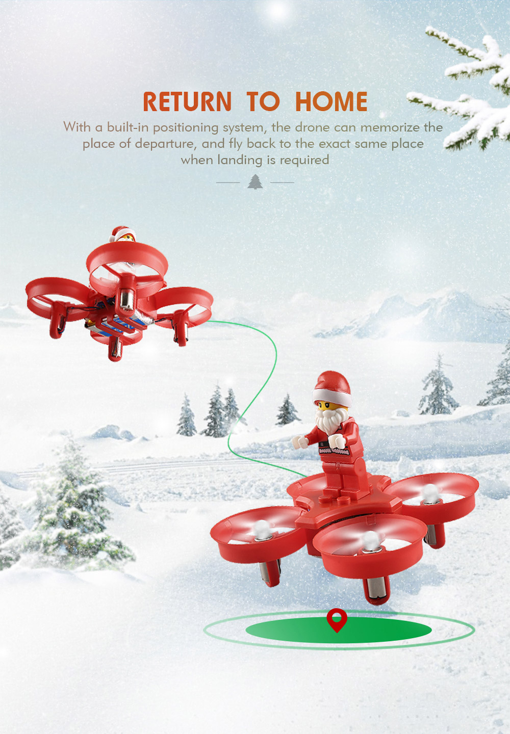 JJRC H67 Flying Santa Claus 2.4G 4CH 6-Axis Headless Mode Toy Brick RC Quadcopter RTF - Red