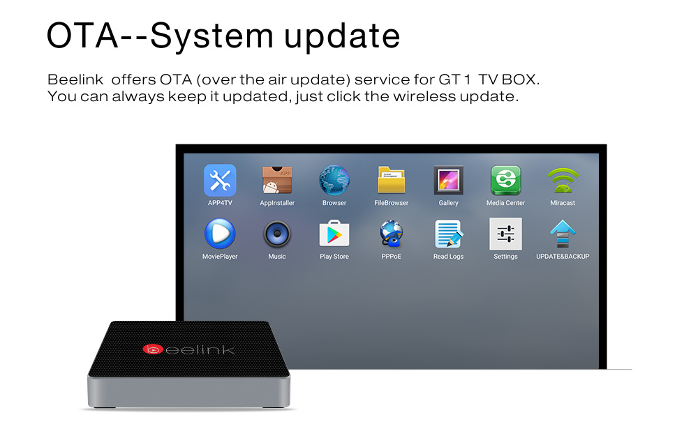 Beelink GT1 Android 6.0 Amlogic S912 4K KODI 2GB/16GB TV BOX 2.4G/5.8G WIFI Bluetooth Gigabit LAN HDMI - Black