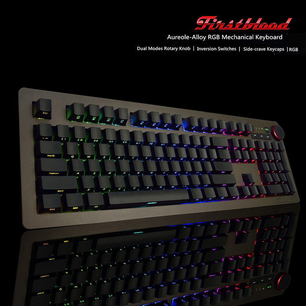 Ajazz AK60 Wired Mechanical Gaming Keyboard RGB Backlight Cherry Blue Switch 104 Classic Layout - Black