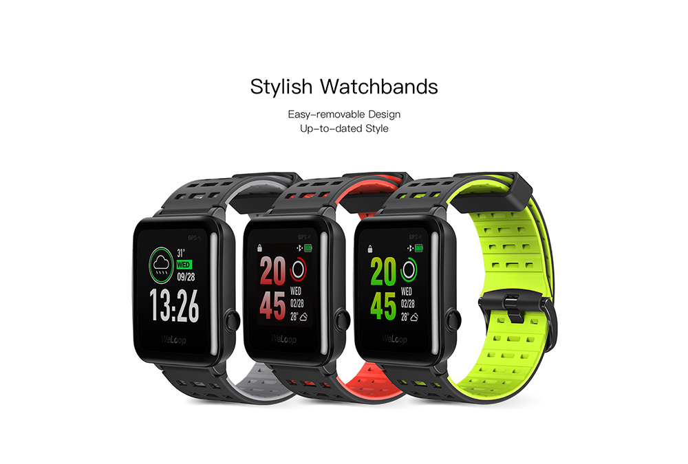 WeLoop Hey S3 1.28 Memory LCD Sports Smart Watch GPS+AGPS 50 meters Water Resistance Bluetooth 4.0 Heart Rate Sensor