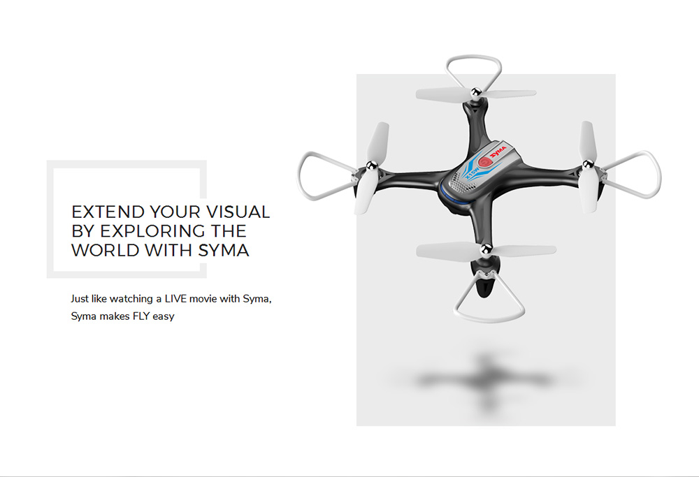 SYMA X15W 480P WIFI FPV With HD Camera Altitude Hold Mode 2.4G 6Aixs RC Quadcopter RTF - White and Black