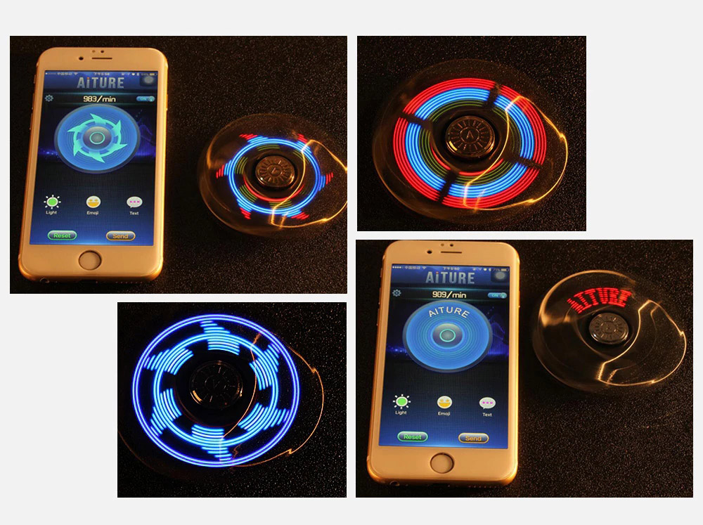 AiTURE Bluetooth 4.0 Three-blade Fidget Spinner APP Control Customizable LED Flash Patterns - Silver